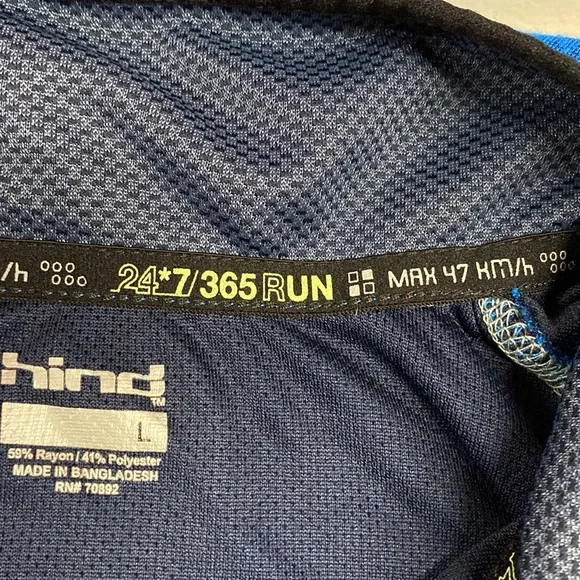 Hind 24/7 run Long sleeve three-quarter performance top blue black 3M large - Picture 12 of 14